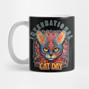 International Cat Day Sugar Skull Cat Lover Mug